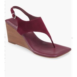 Jeffrey Campbell Midsummer T-Strap Wedge Sandal purple suede tan stack 7.5 NWB